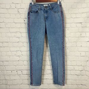 A Loves A Women's 25 Jeans Crop Denim Red Stripe Straight